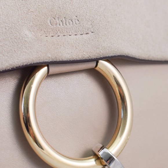 CHLOE LIGHT GREY LEATHER/SUEDE FAYE MEDIUM SHOULDE - Picture 8 of 11